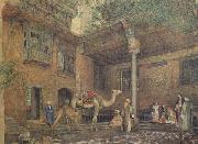 John Frederichk Lewis RA Courtyard of the Painter's House (mk46) oil on canvas